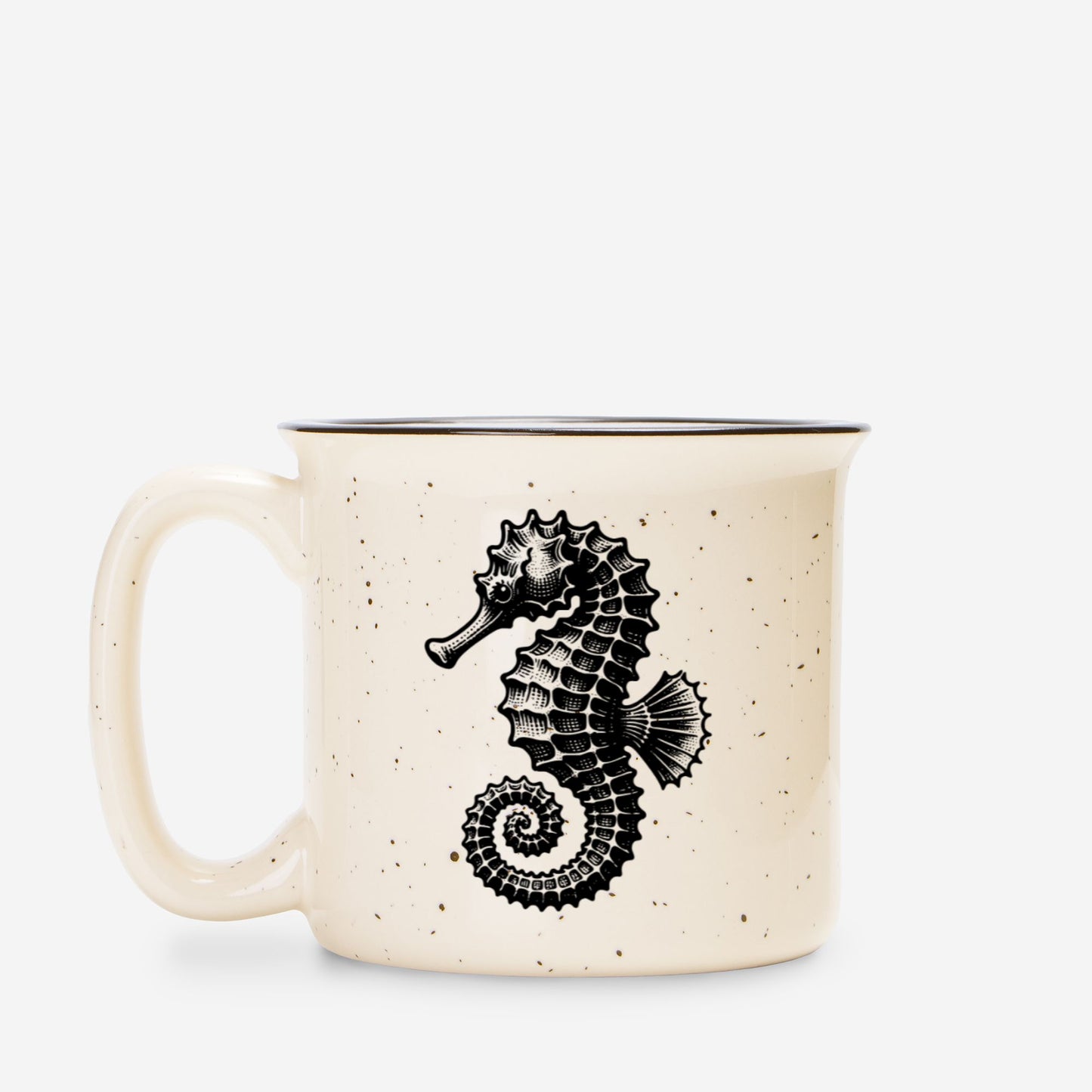 Seahorse Ceramic Mug Speckled Cream 13oz