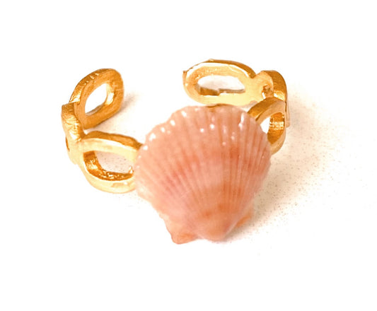 Gold Seashell Chain Link Ring