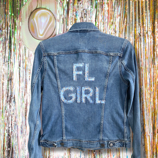 Hand Embroidered Florida Girl Denim Jacket – Coastal Boho Style