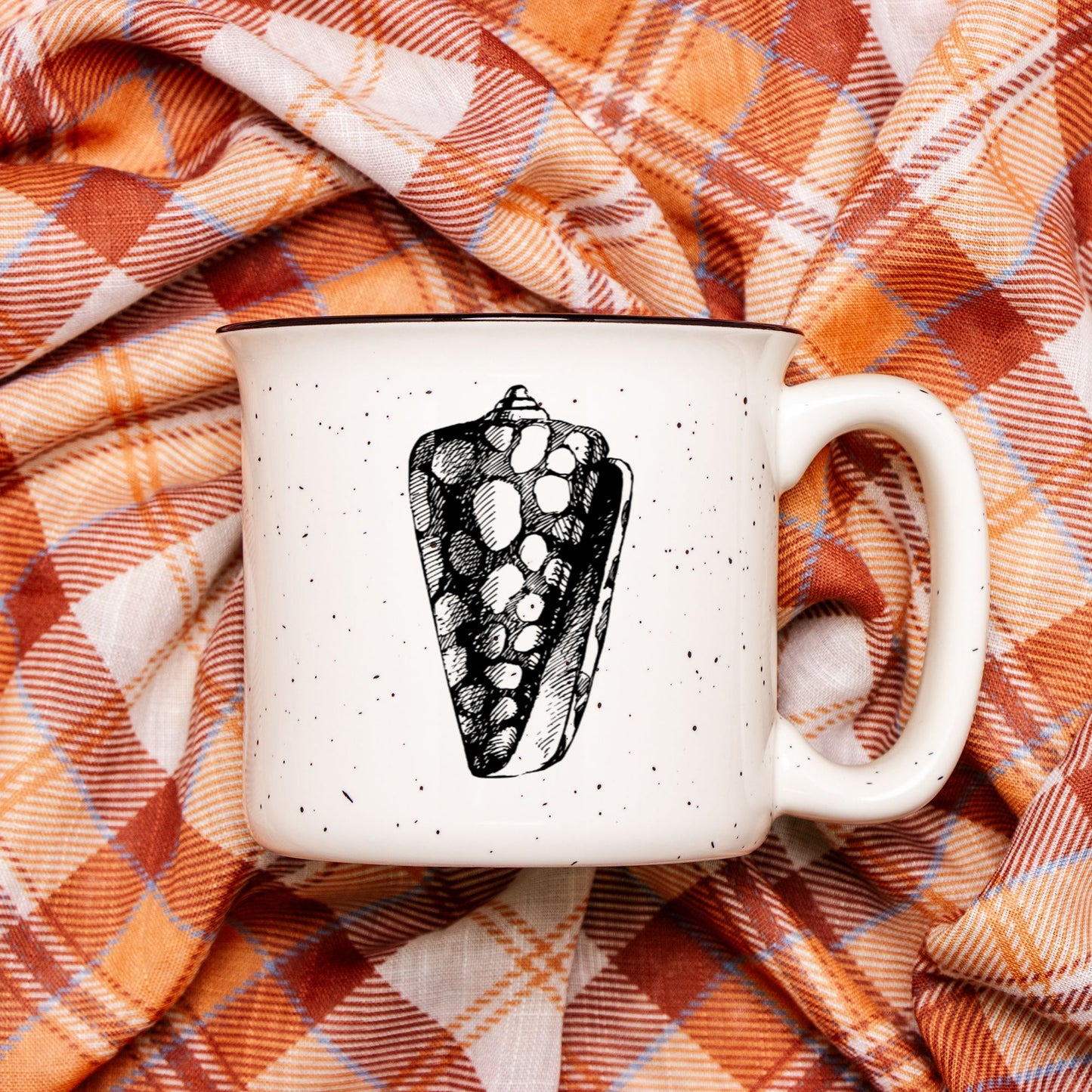 Seashell Ceramic Mug Speckled Cream 13oz