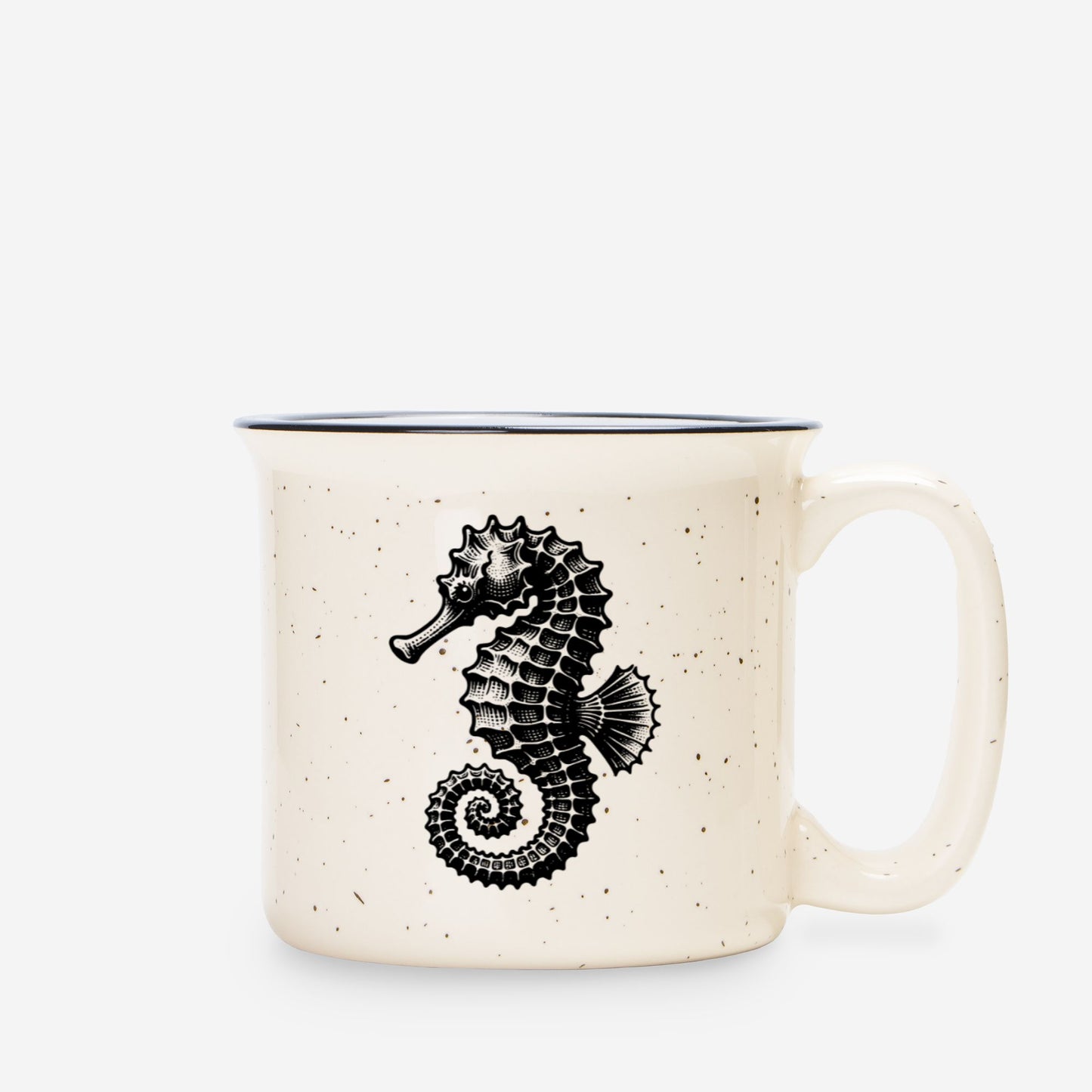 Seahorse Ceramic Mug Speckled Cream 13oz