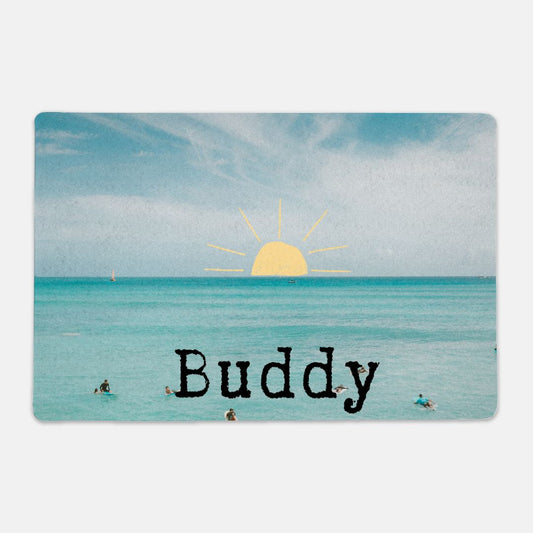 Personalized Sunny Ocean Pet Bowl Mat