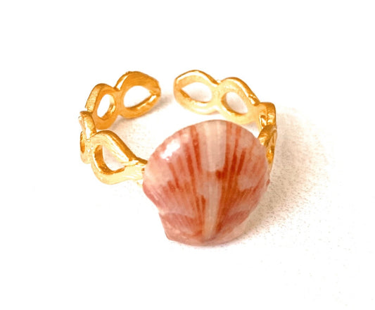 Gold Seashell Chain Link Ring