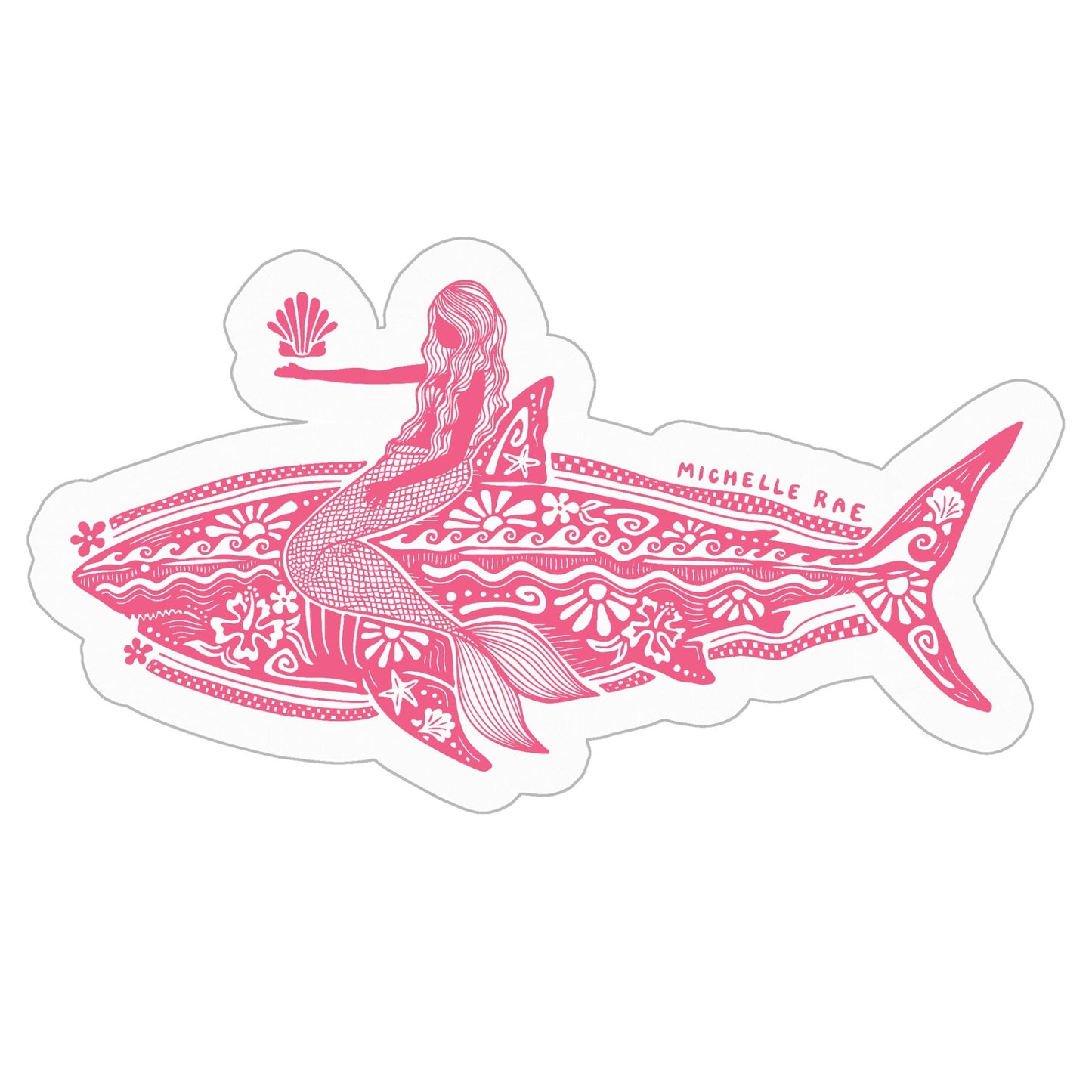 Mermaid Shark Sticker - 3" x 3"