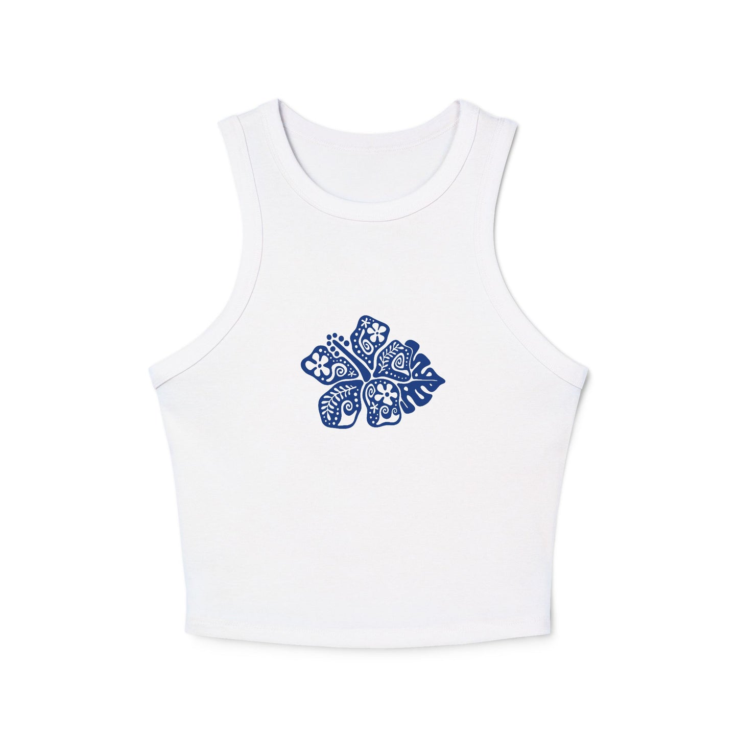 Ocean Child Hibiscus White Ribbed Racerback Tank