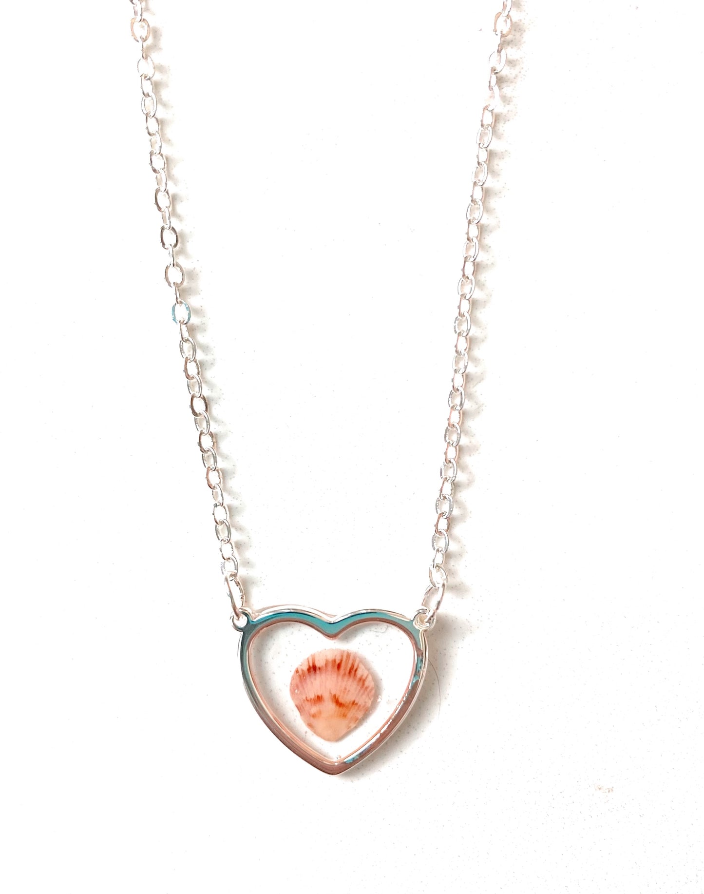Silver Heart Seashell Necklace