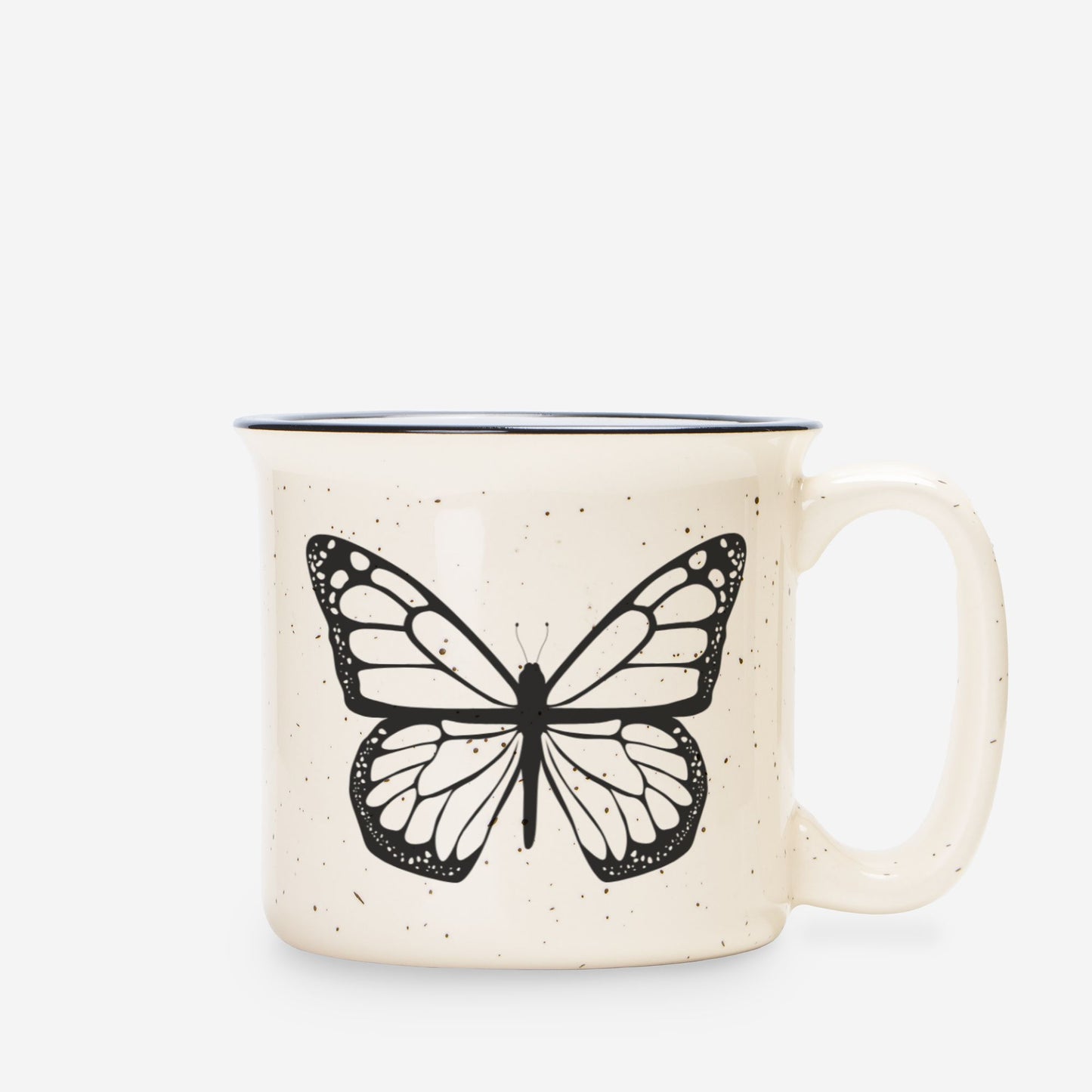 Butterfly Ceramic Mug Speckled Cream 13oz