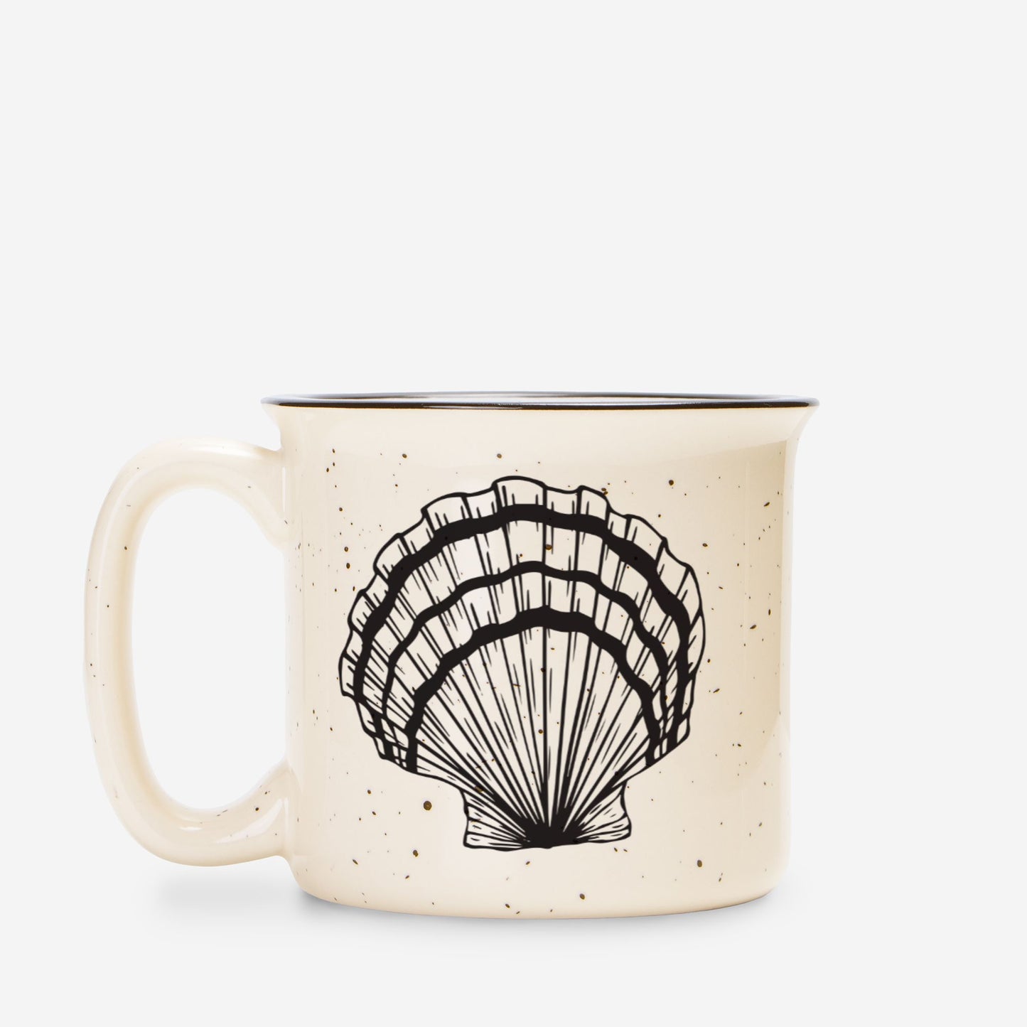 Seashell Ceramic Mug Speckled Cream 13oz