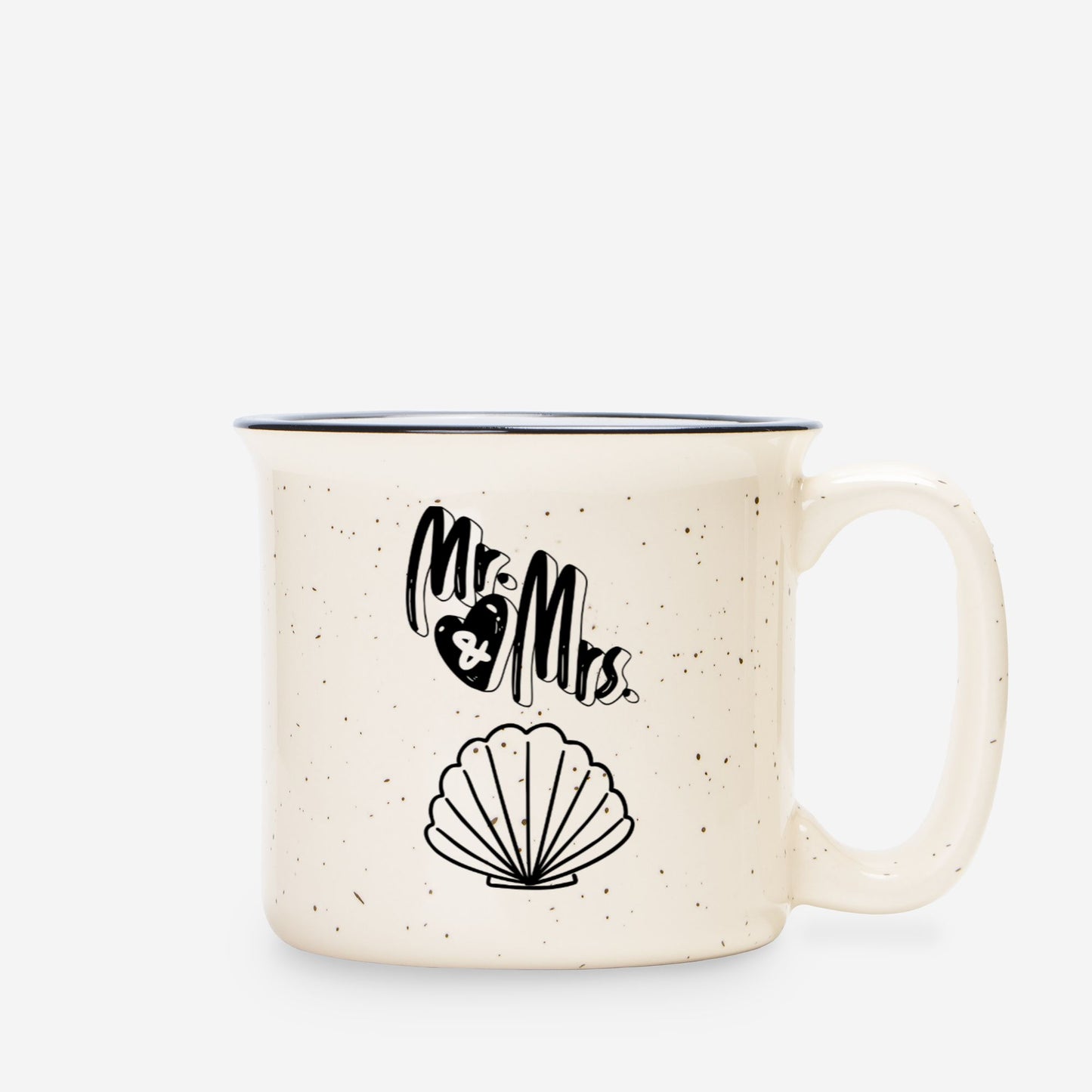 Beach Wedding Ceramic Mug Speckled Cream 13oz