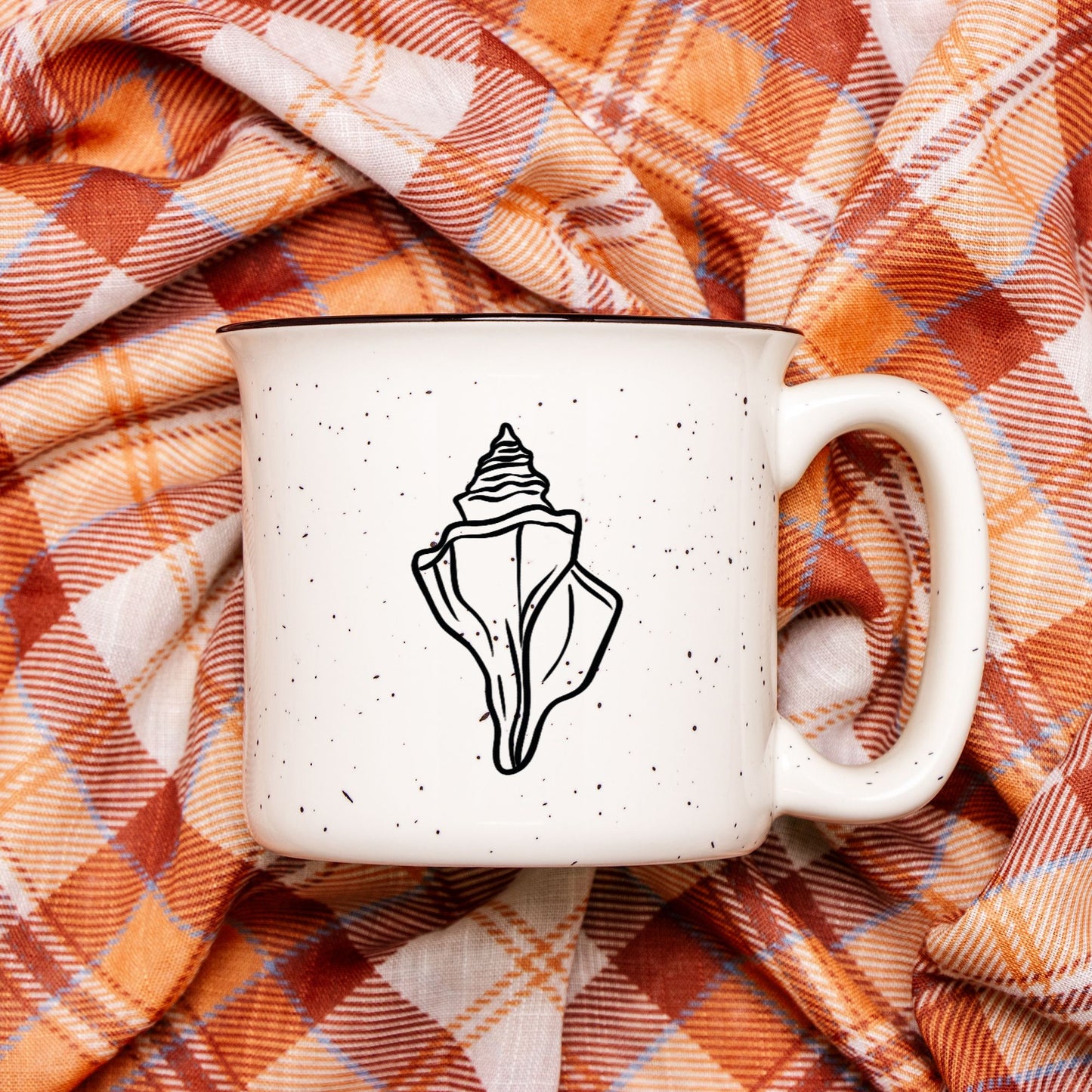 Conch Shell Ceramic Mug Speckled Cream 13oz