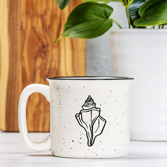 Conch Shell Ceramic Mug Speckled Cream 13oz