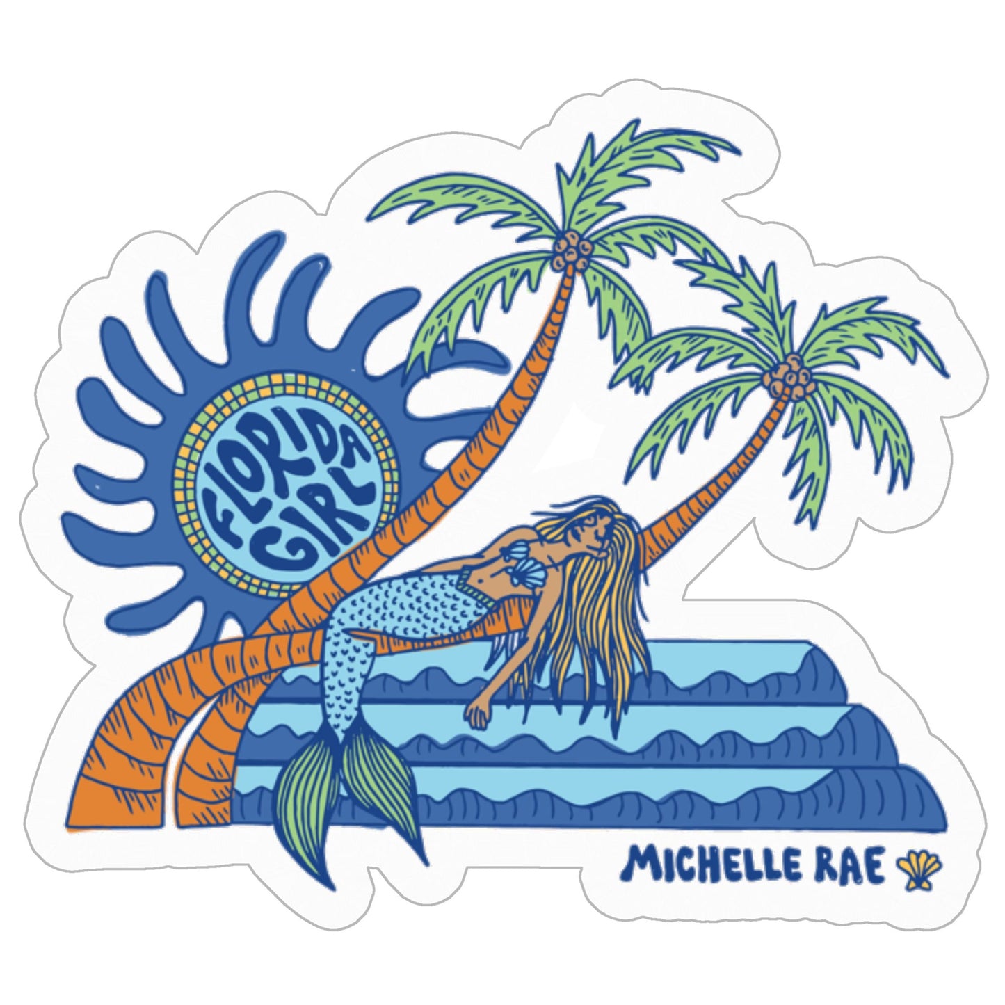 Florida Girl Mermaid Sticker - 3" x 3"