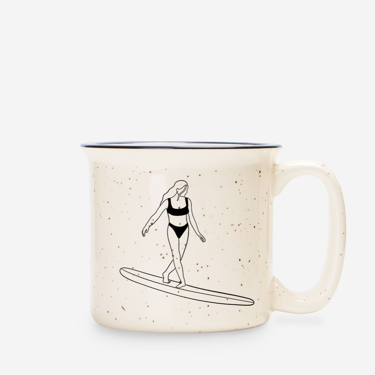 Surfer Girl Ceramic Mug Speckled Cream 13oz