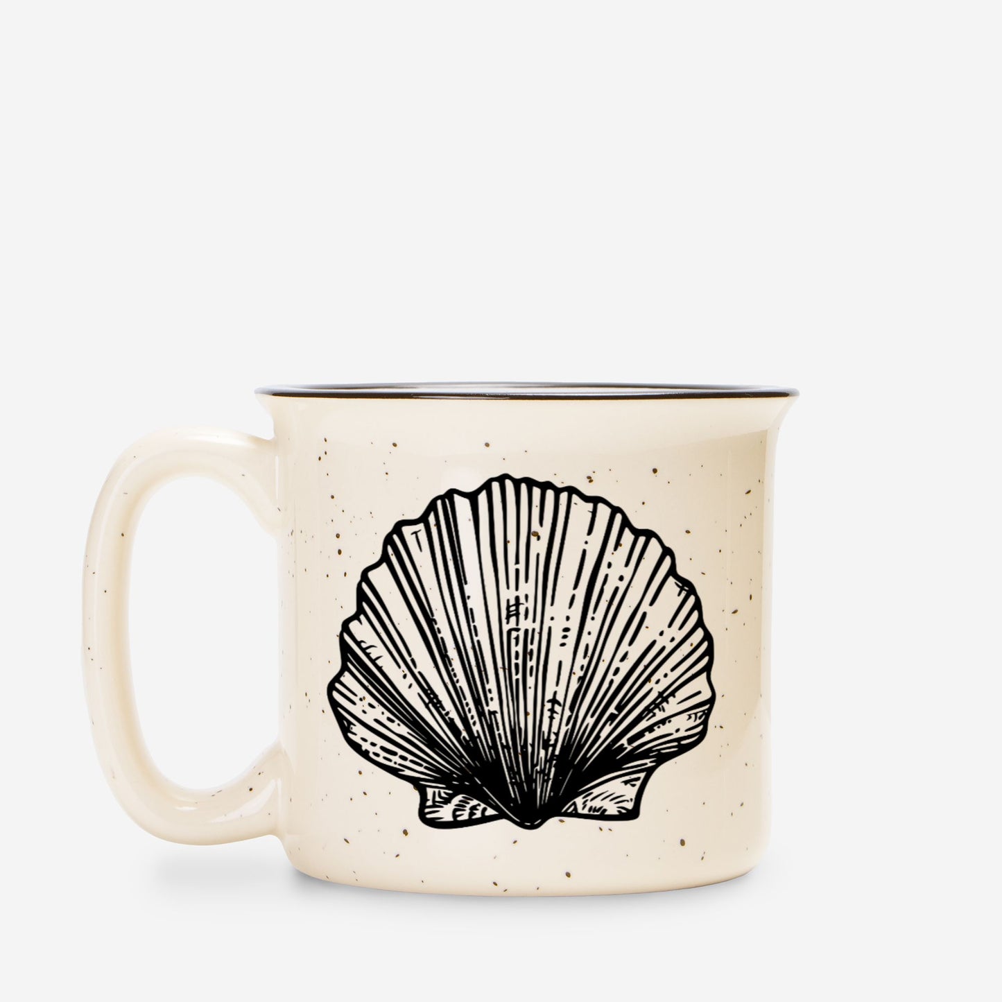 Seashell Ceramic Mug Speckled Cream 13oz