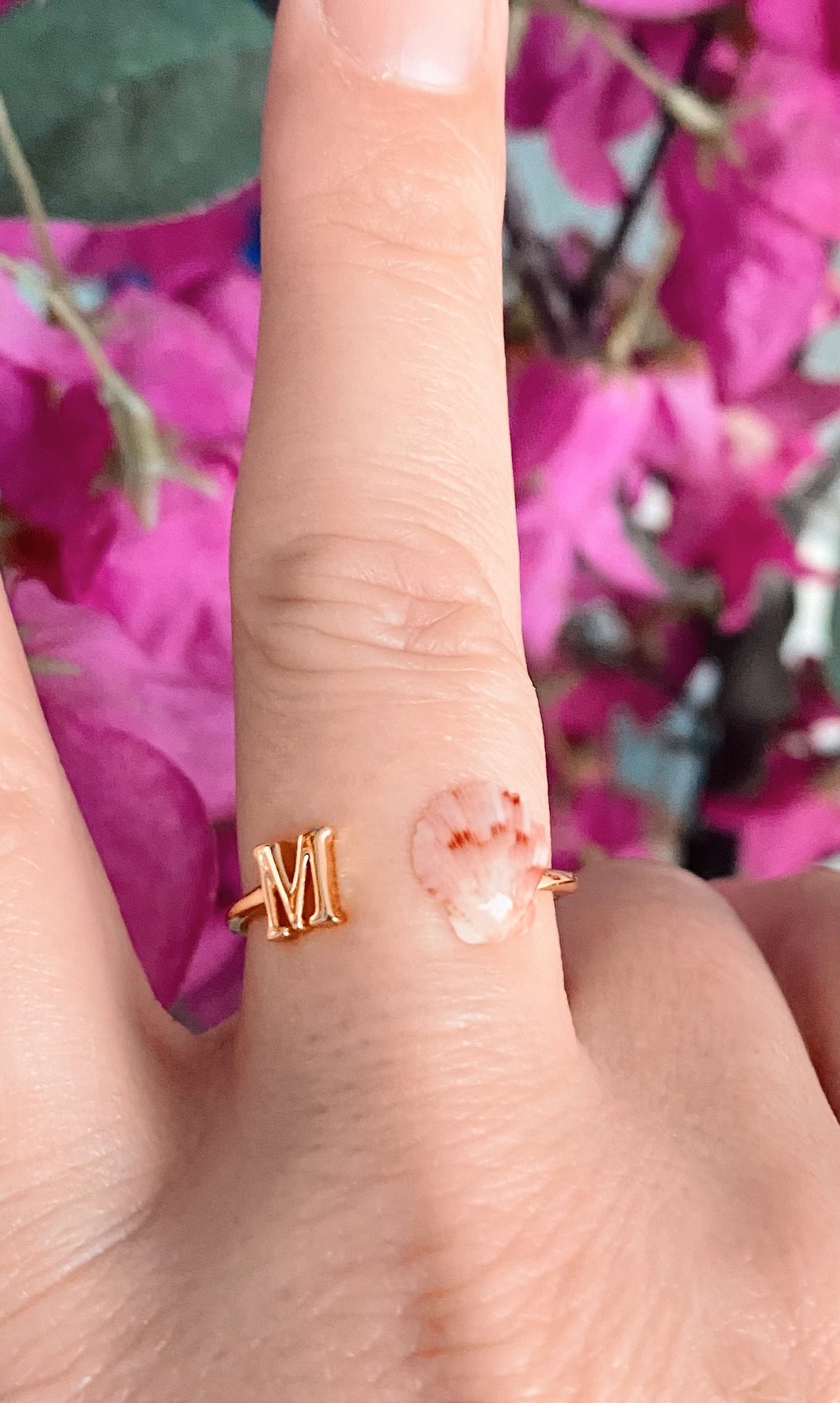 Personalized Initial Seashell Ring