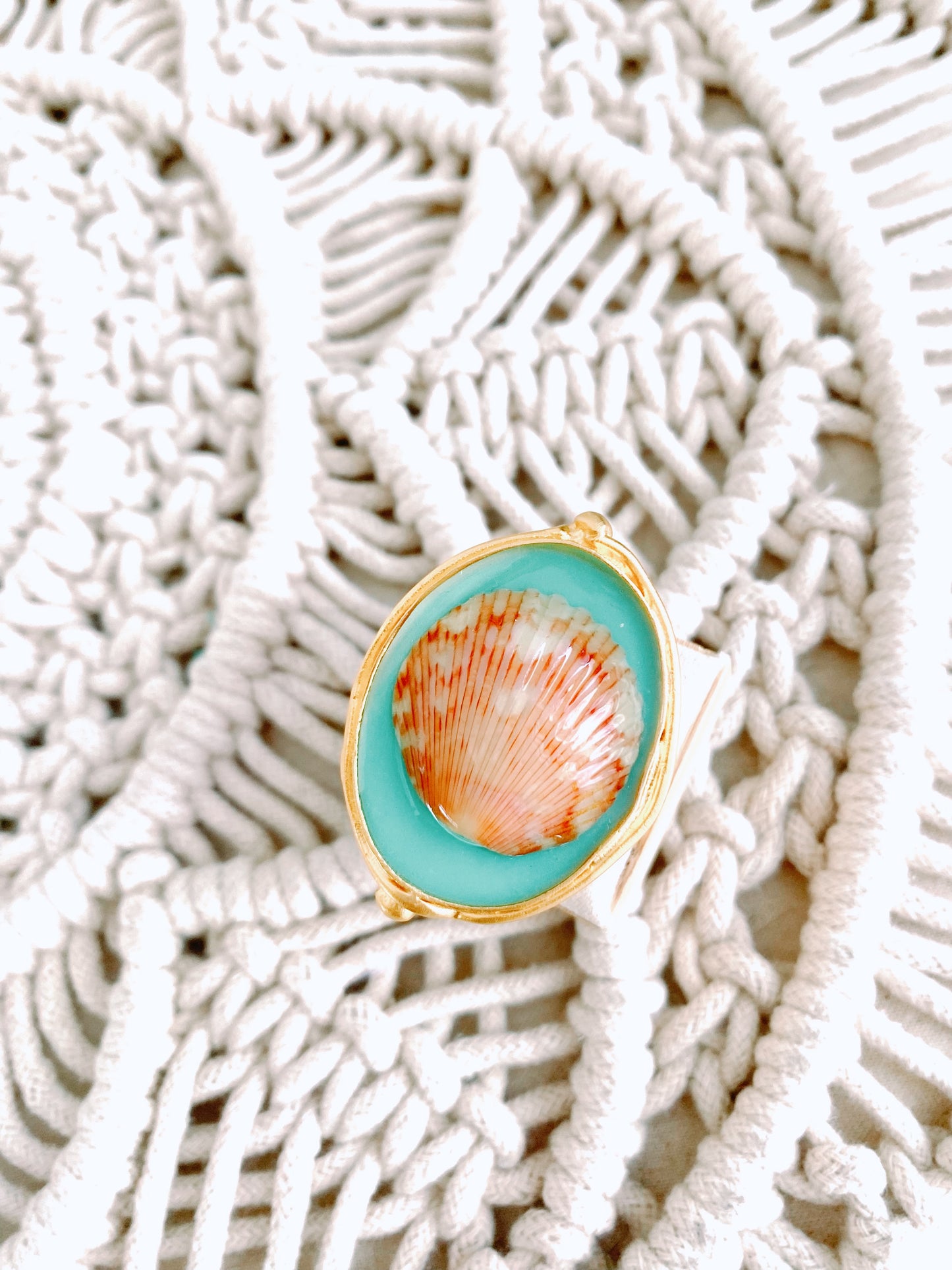 XL Ocean Goddess Seashell Ring | Turquoise