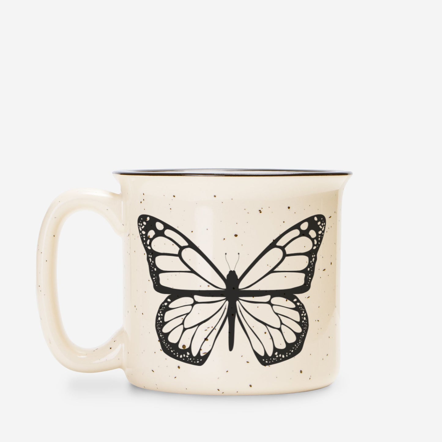 Butterfly Ceramic Mug Speckled Cream 13oz