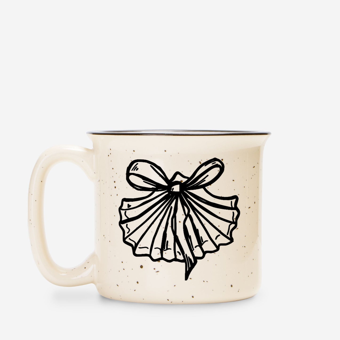 Coquette Seashell with Bow Ceramic Mug Speckled Cream 13oz