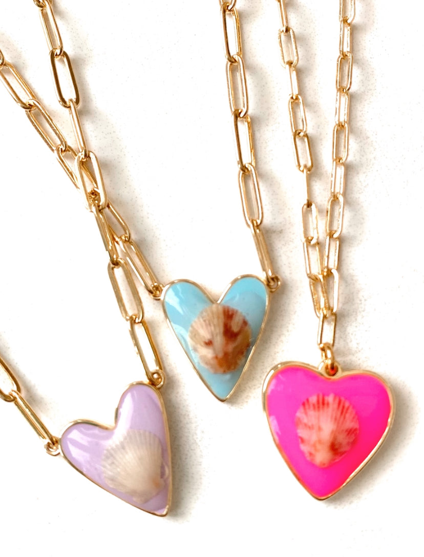 Beach Lover Seashell Heart Necklace