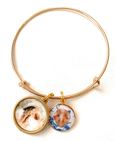 Personalized Photo Seashell Charm Bangle