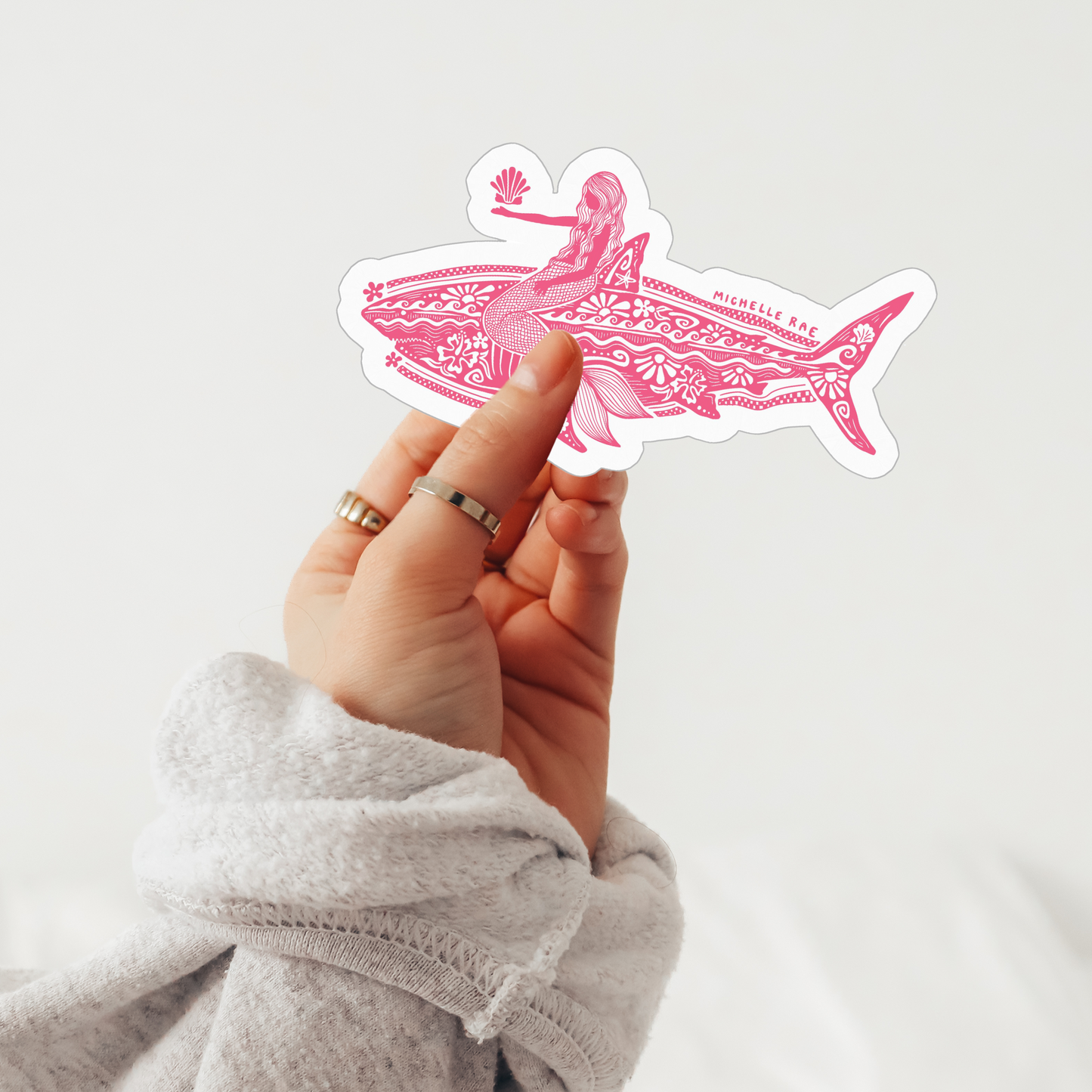 Mermaid Shark Sticker - 3" x 3"