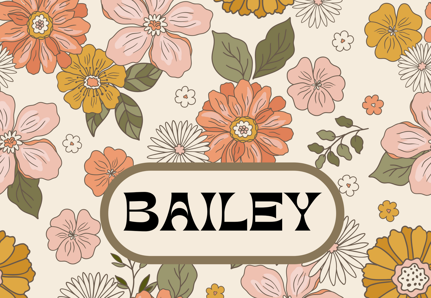 Personalized Fall Floral Pet Bowl Mat