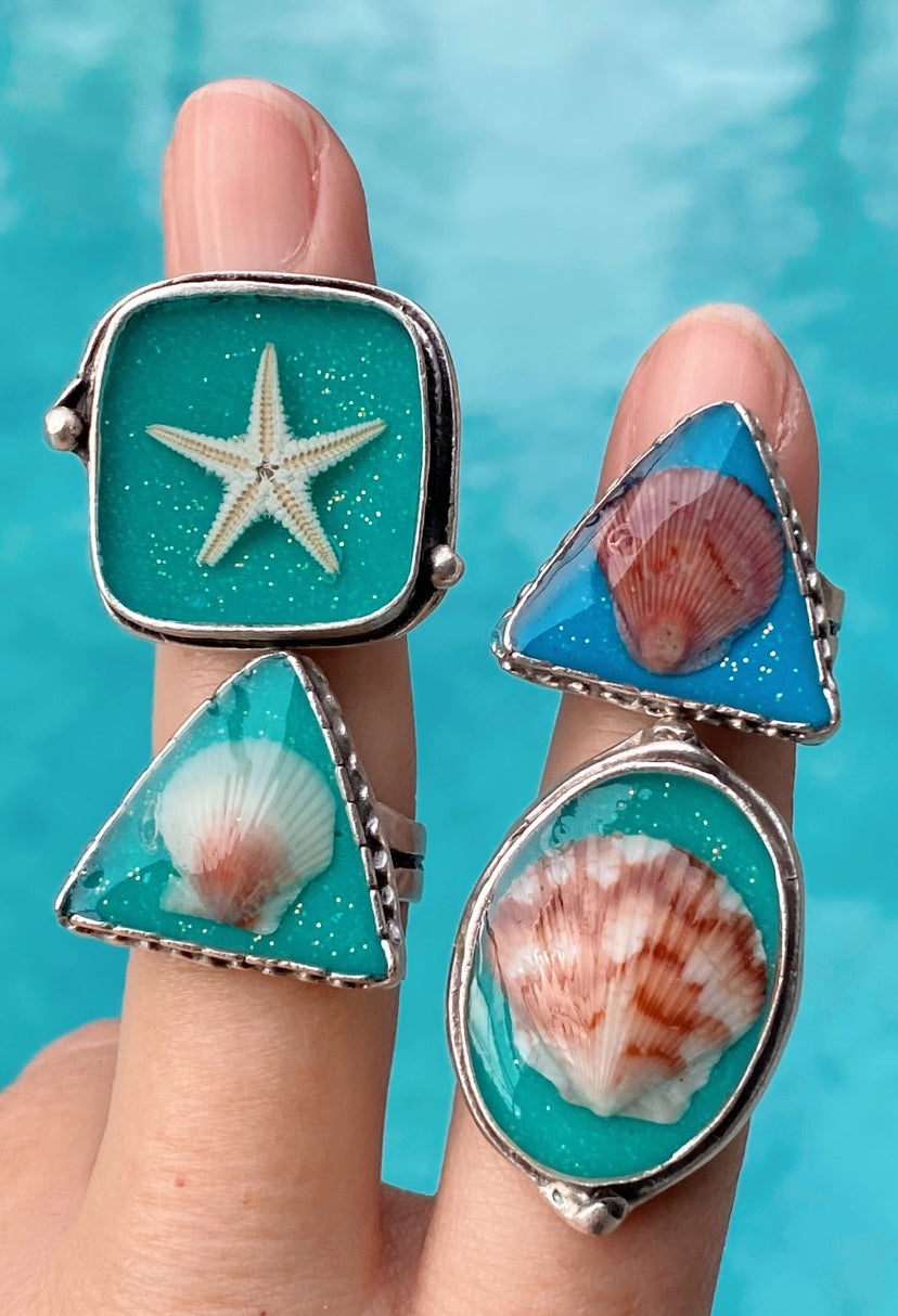 Turquoise Square Starfish Ring