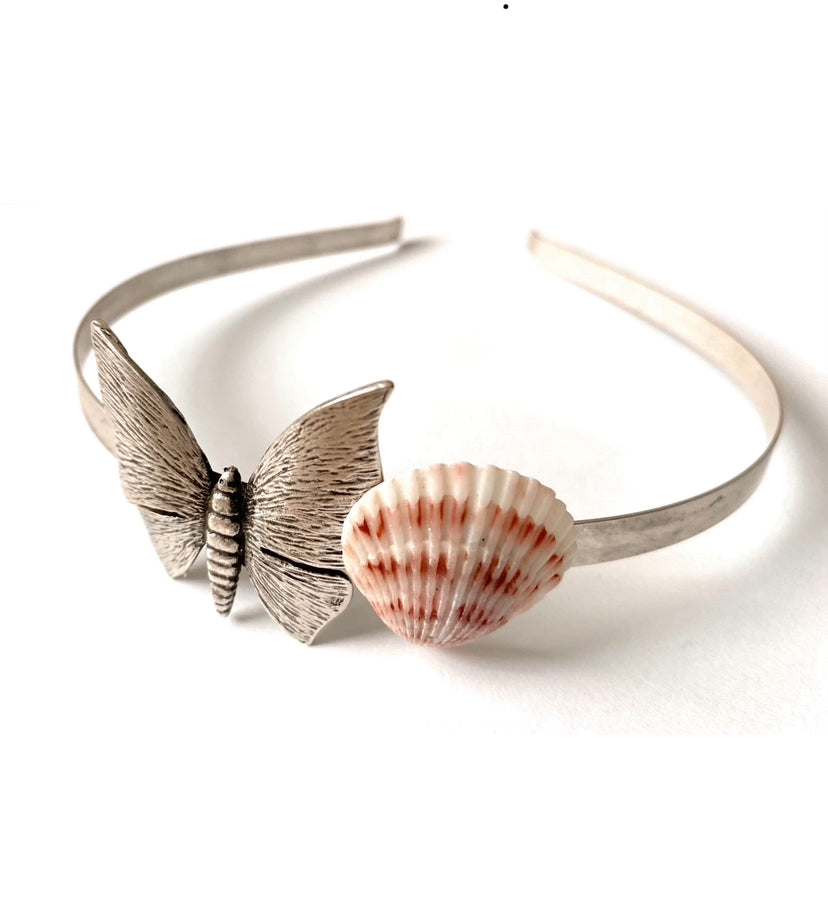 Salty Butterfly Seashell Metal Headband