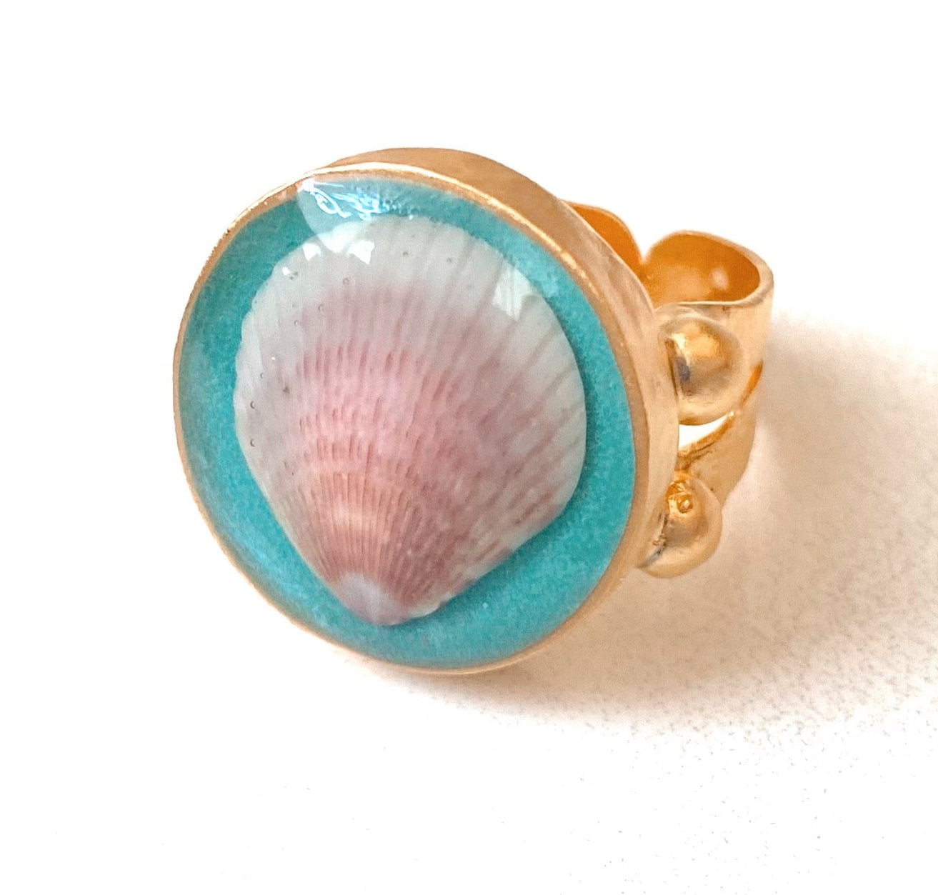 Blush Seashell Ring | Turquoise
