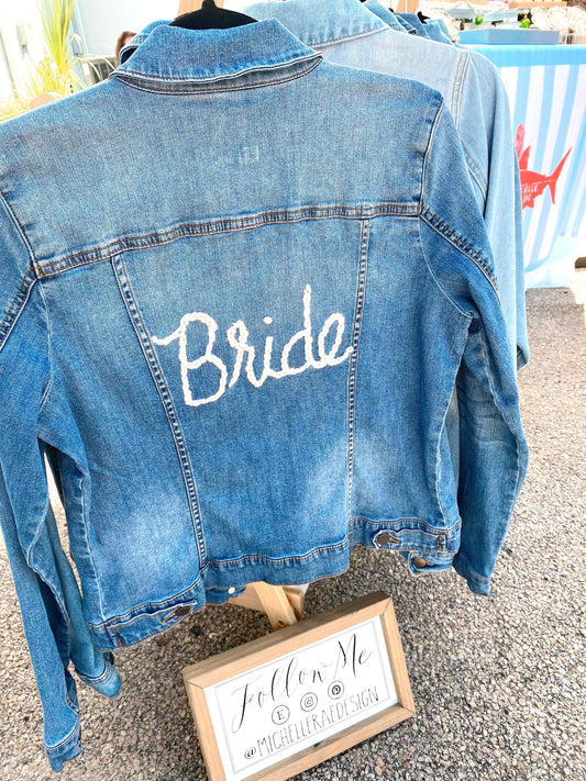 Hand Embroidered Bride Denim Jacket