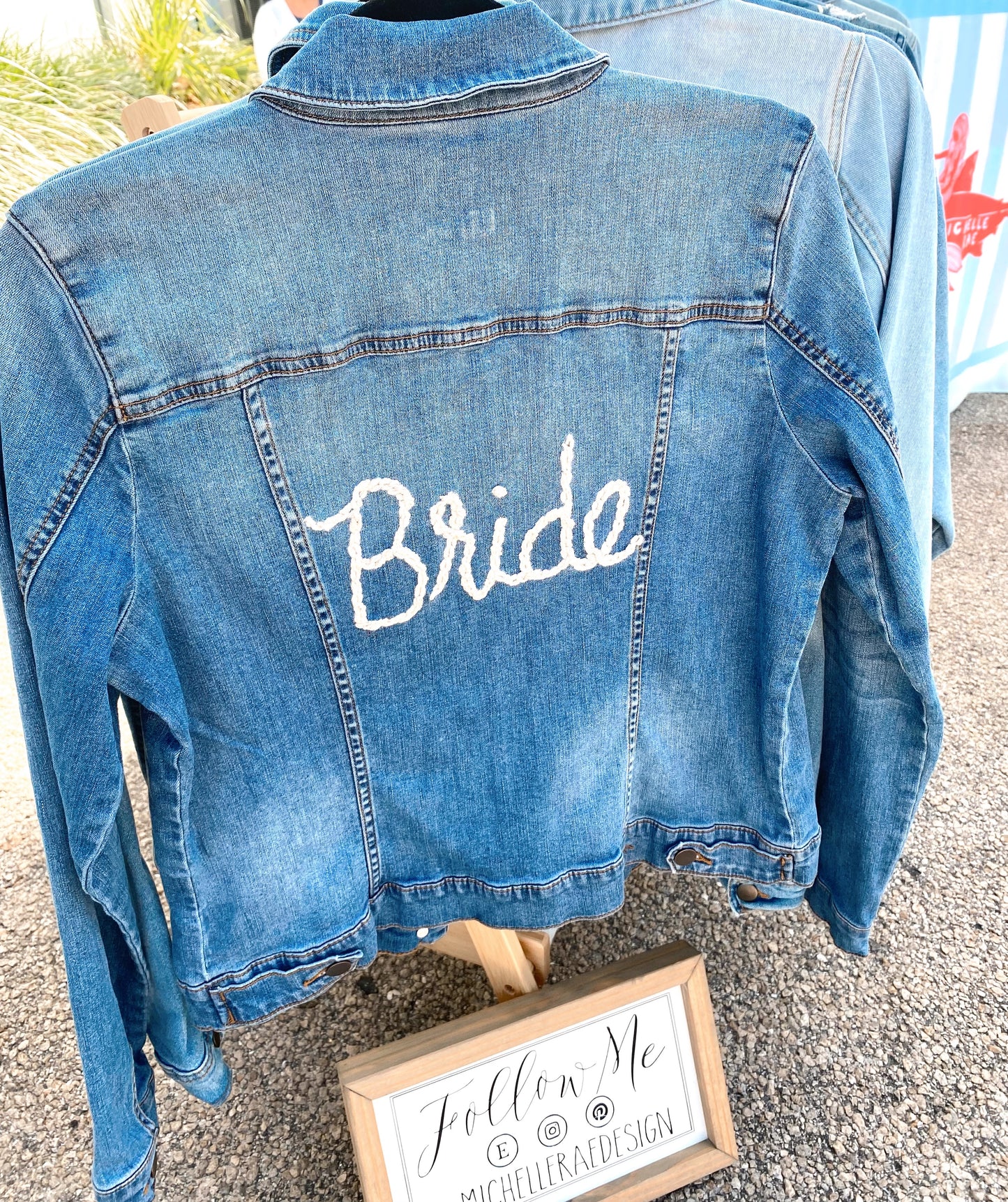 Hand Embroidered Bride Denim Jacket