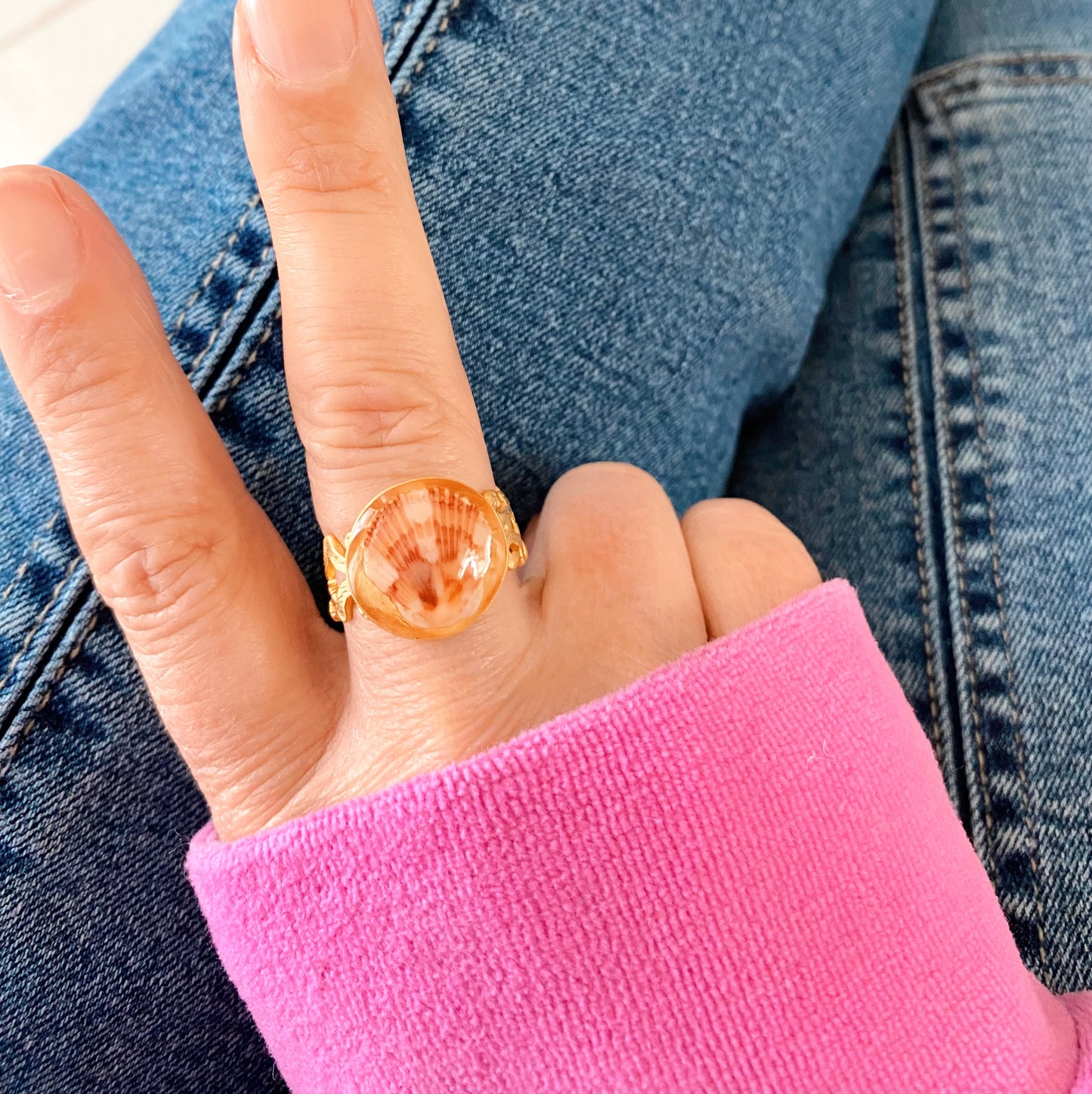 Golden Hour Seashell Ring