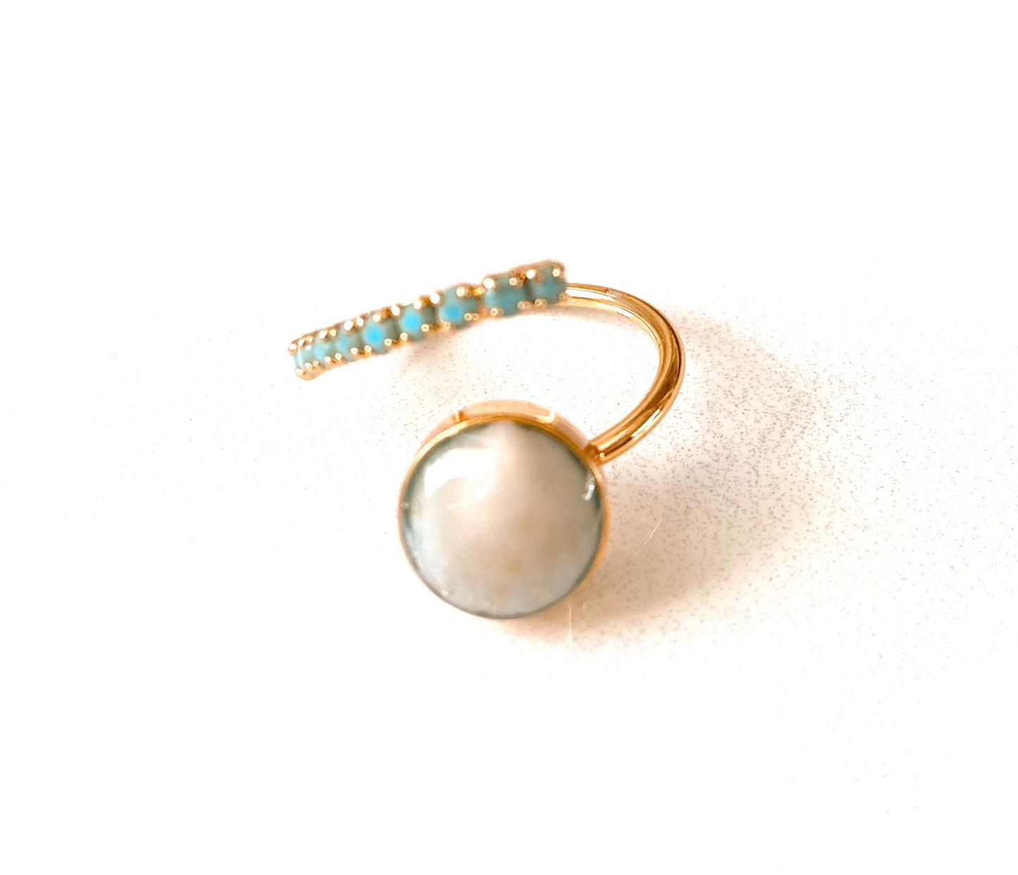 Seafoam Wrap Seashell Ring with Aqua Stone Band – Turquoise