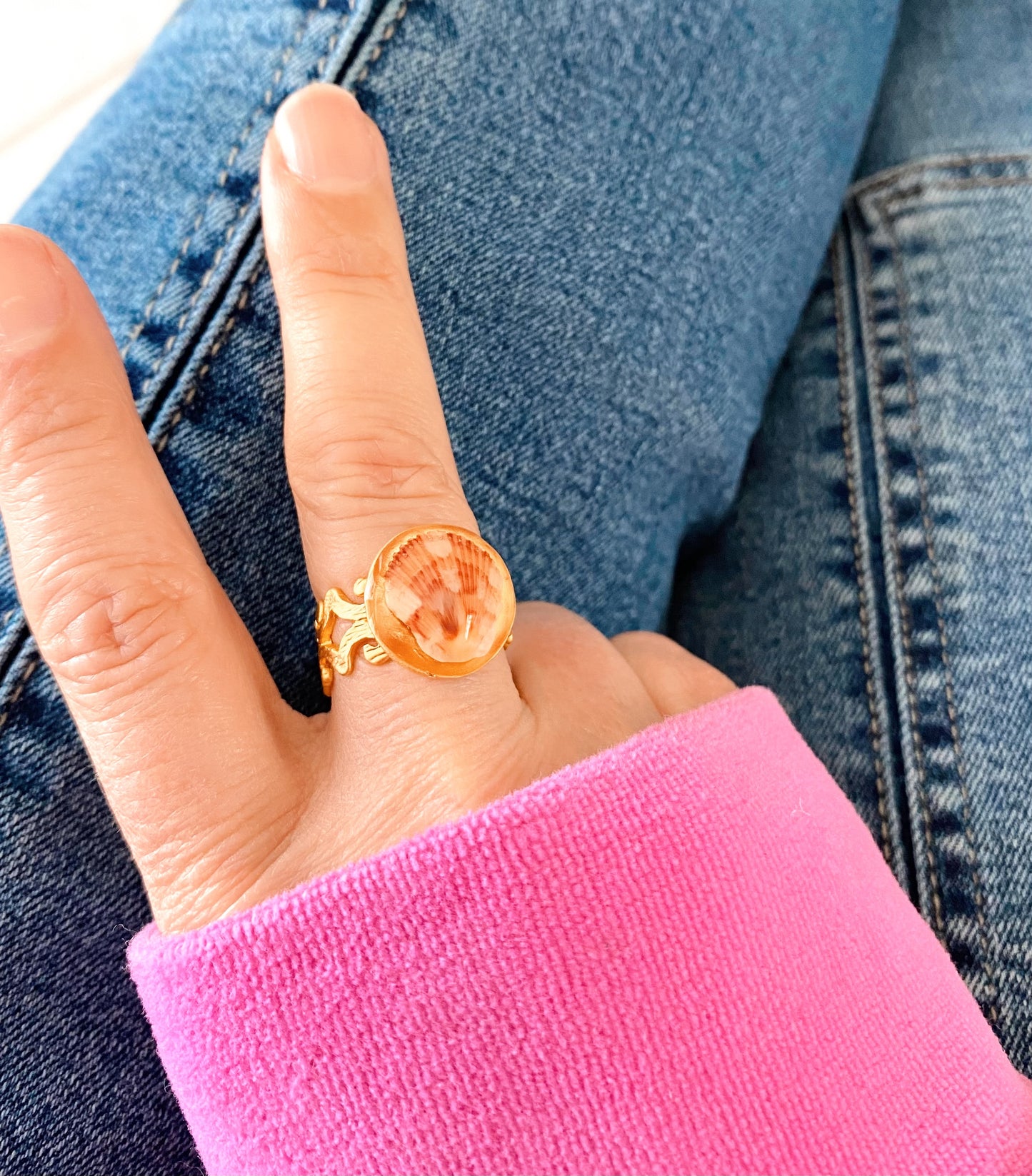 Golden Hour Seashell Ring