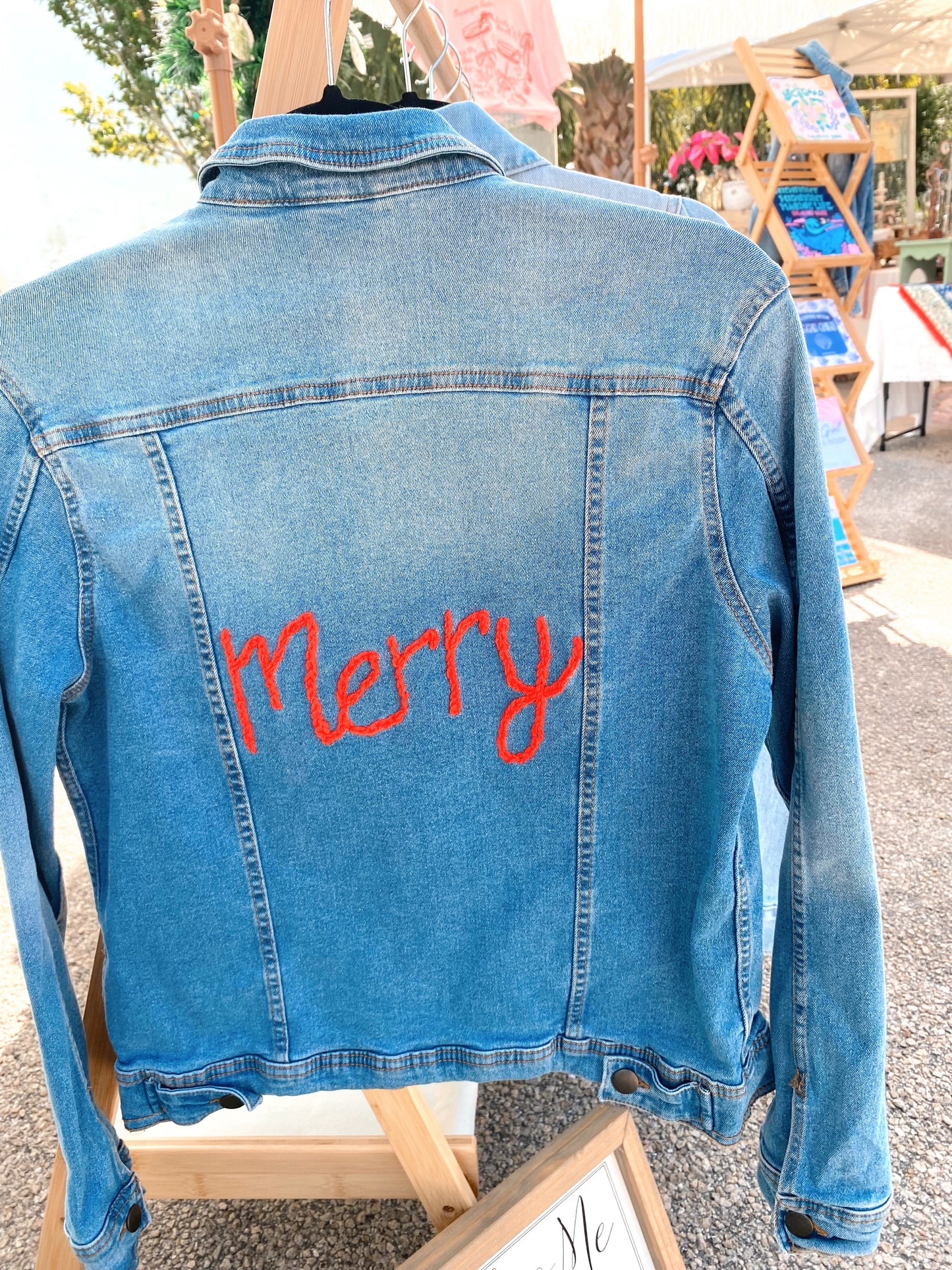 Hand Embroidered Merry Denim Jacket
