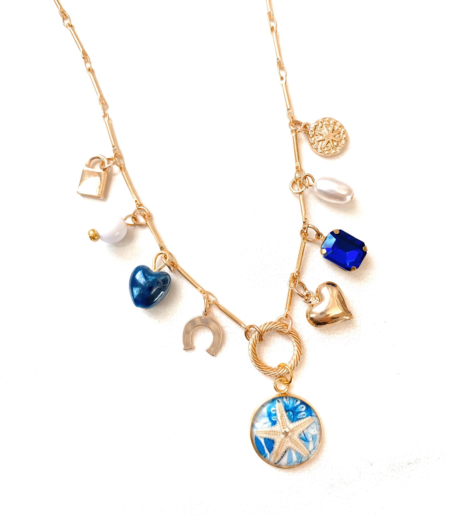 Blue Starfish Ocean Charmed Necklace