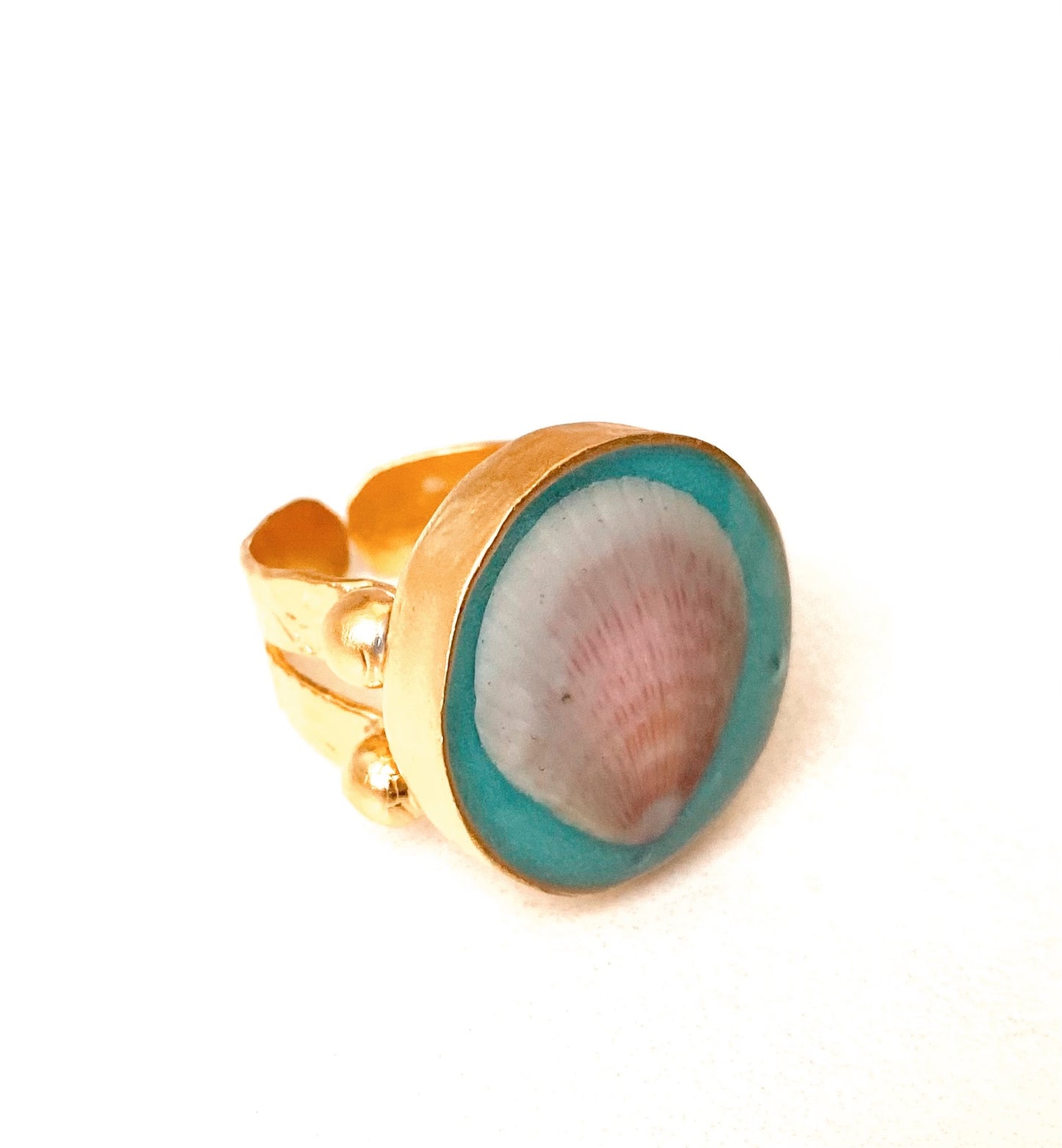Blush Seashell Ring | Turquoise