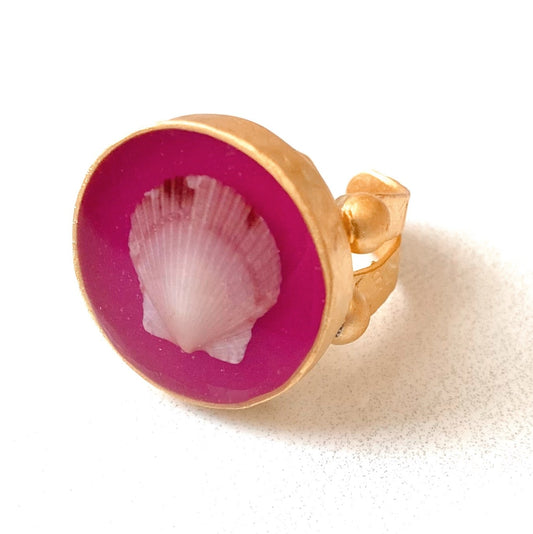 Moonrise Seashell Ring | Fuscia