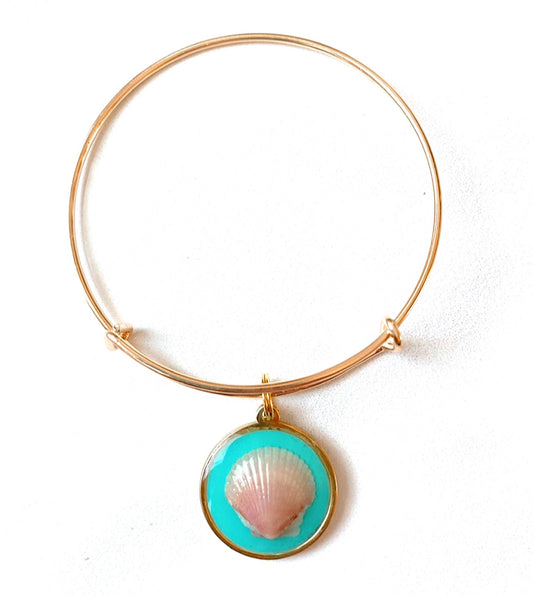 Turquoise Seashell Charm Bangle