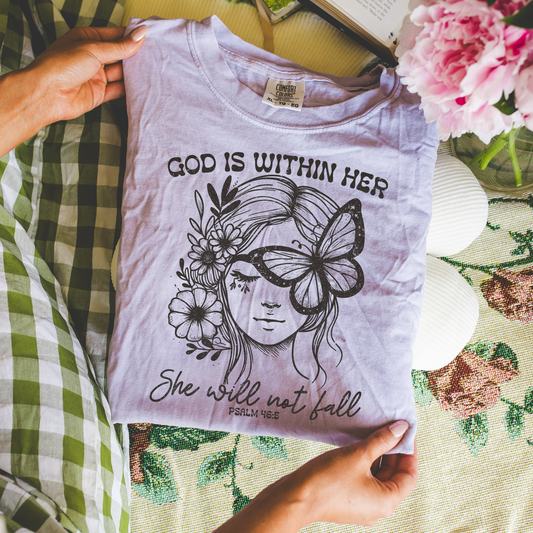 God Is Within Her Orchid Tee