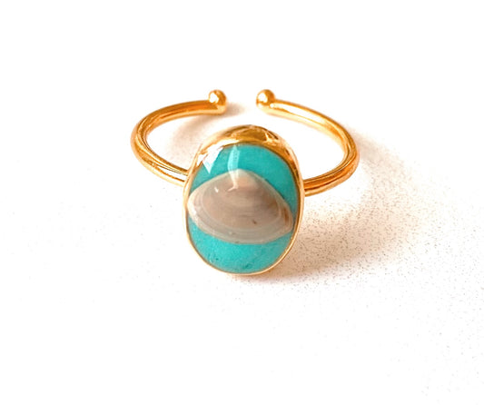 Turquoise Oval Seashell Ring