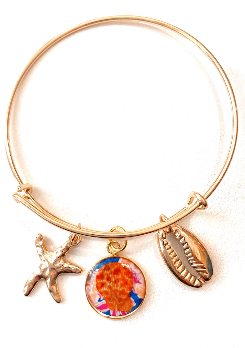 Seashell Ocean Charmed Bangle