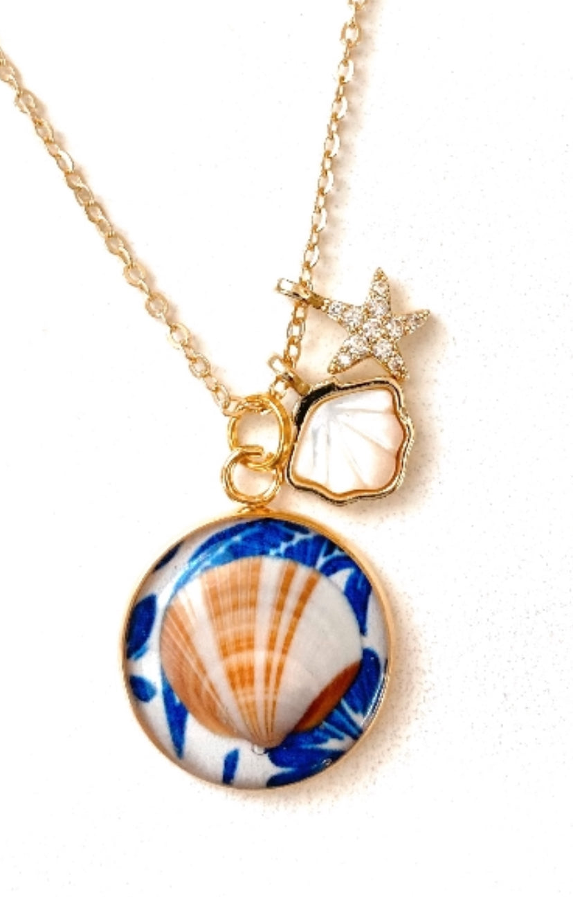 Seashell and Starfish Ocean Charmed Necklace