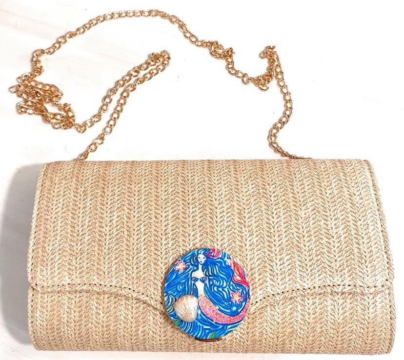 Beige Seashell Mermaid Clutch