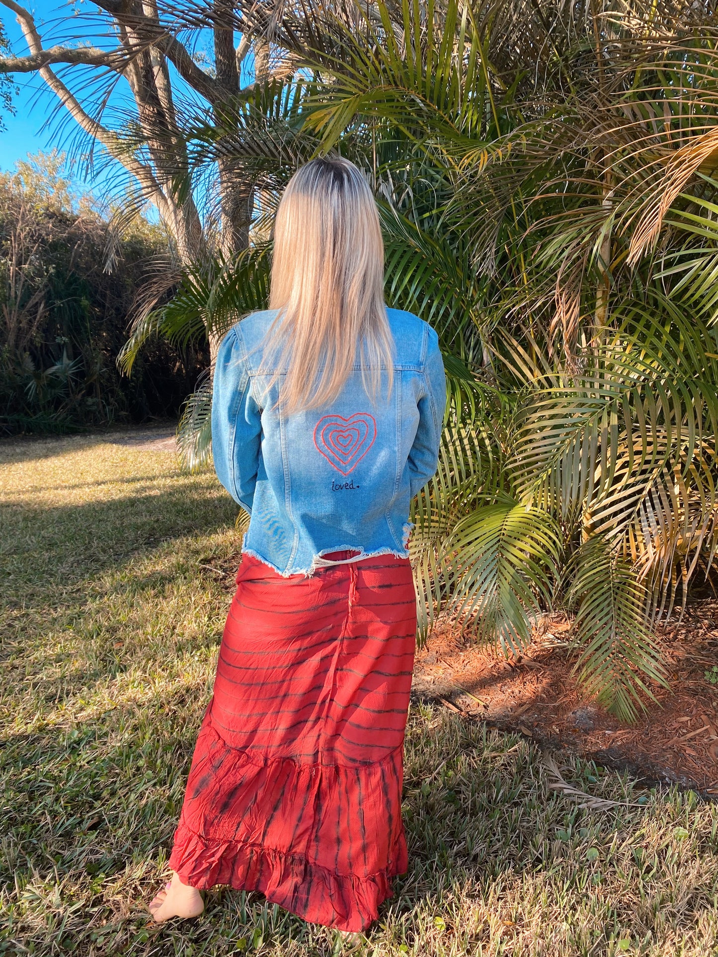 Hand Embroidered Loved. Denim Jacket