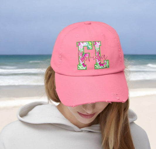 Lilly FL Pink Distressed Cap