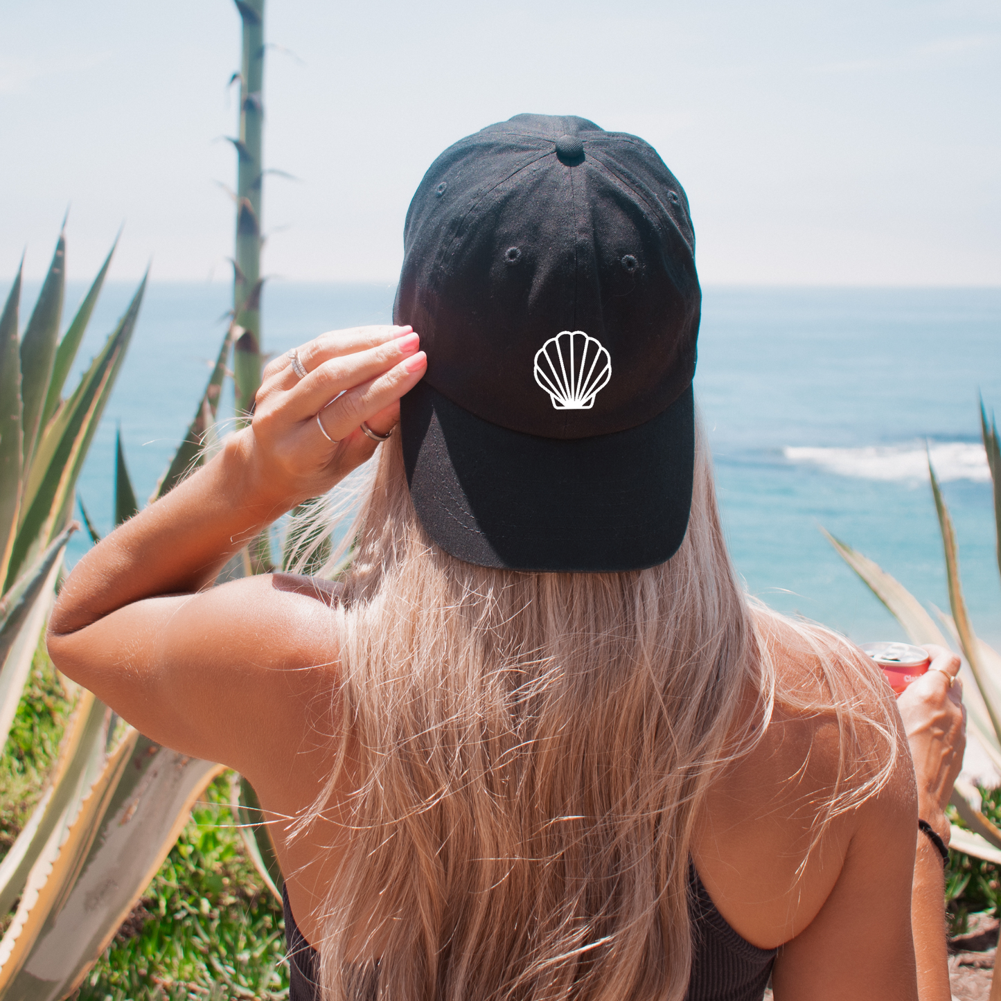 Seashell Black Baseball Cap