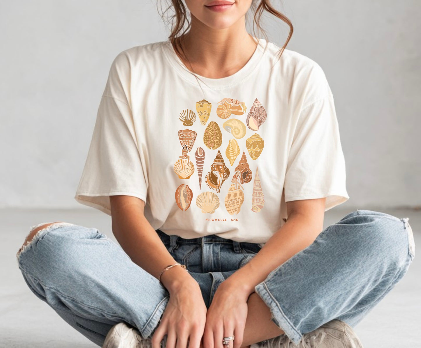 East Coast Girls Seashell Natural Tee