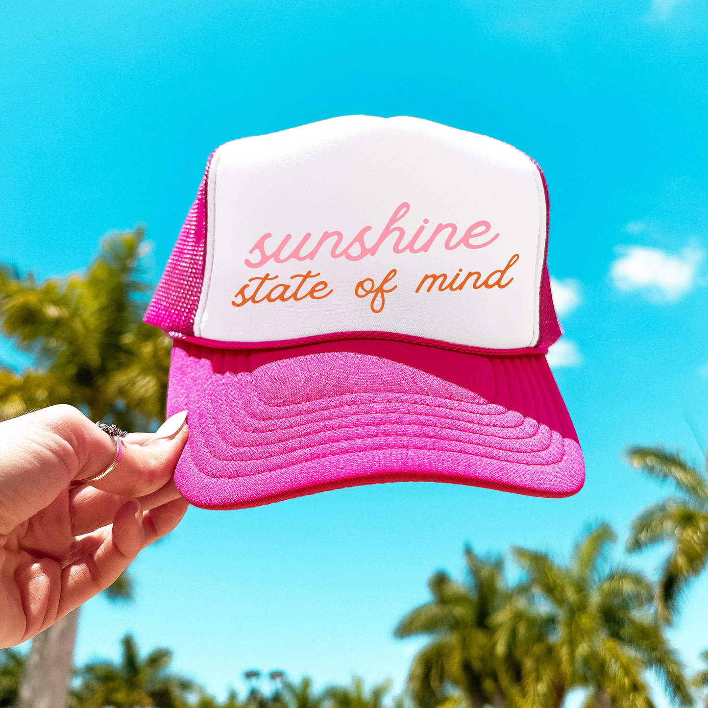 Sunshine State of Mind Hot Pink Trucker Hat