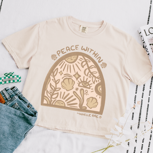 Peace Within Ivory Boxy Tee